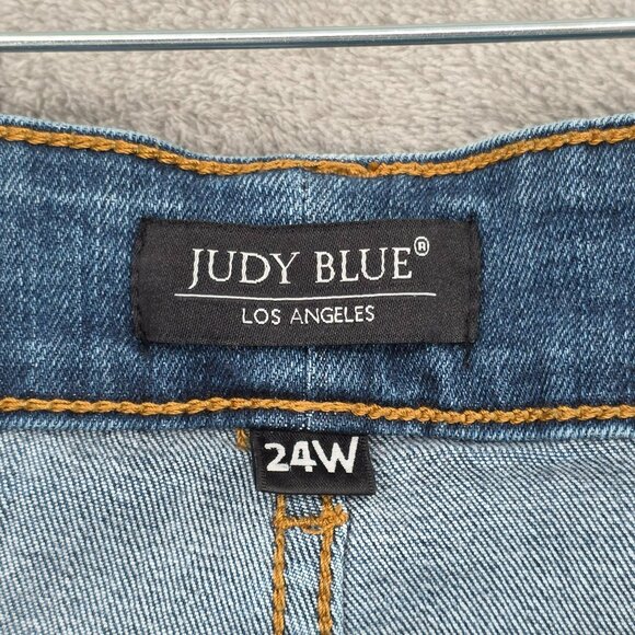 Judy Blue Relaxed Fit Jeans 24W Medium Wash Whiskered High Rise Waist Stretchy - Picture 2 of 12